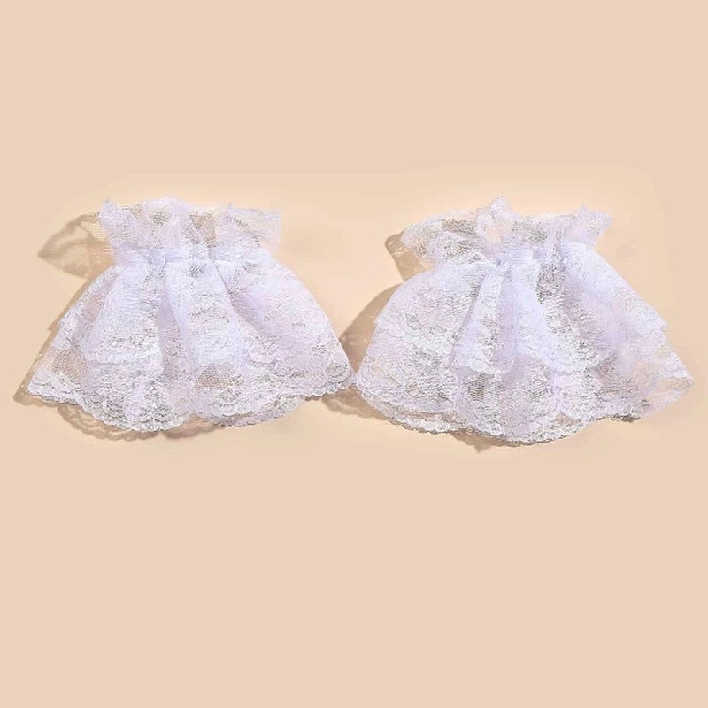 Amazleer Lolita Lace Gloves Hand Sleeve Lace Elastic Bracelet Ruffled Floral L ace Wrist Cuffs for Party Wedding Masquerade - Image 2